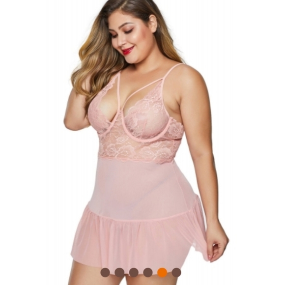 PINK PLUS SIZE CHEMISE - Picture 6 of 7